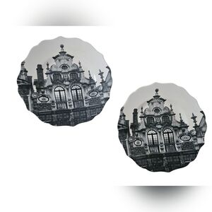 H&M Black & White Old World Architecture Salad Plate X 2 | 8.75"